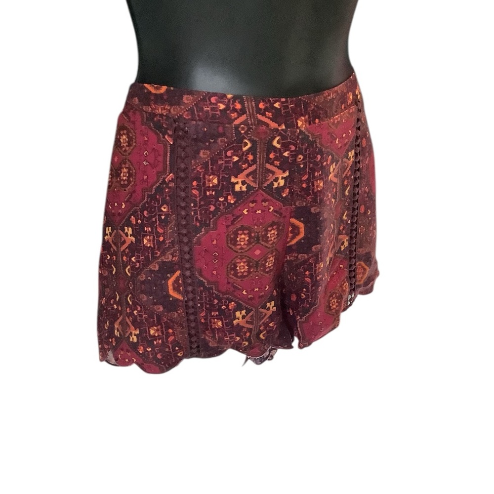 PacSun Me to We Burgundy BOHO Patterned Lined Shorts BRAND NEW W/TAGS Size XS